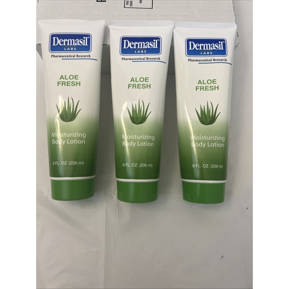 Dermasil Labs Aloe Fresh Moisturizing Body Lotion‎  8 OZ Each 3 Sealed Tubes
